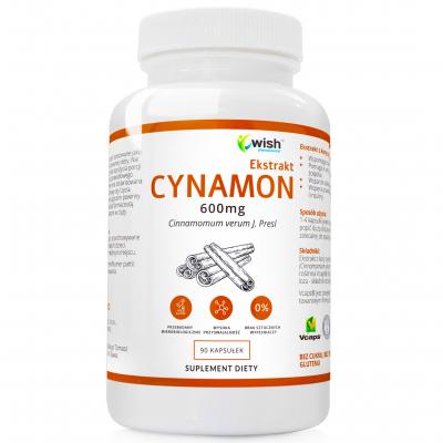 CYNAMON CEJLOŃSKI EKSTRAKT 600mg CUKIER GLUKOZA 90 kapsułek