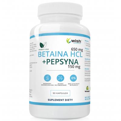 BETAINE 650mg + PEPSYNA 150mg HCL betaina trawienie 90 kapsułek